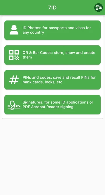 7ID app: Scan, create and store QR codes