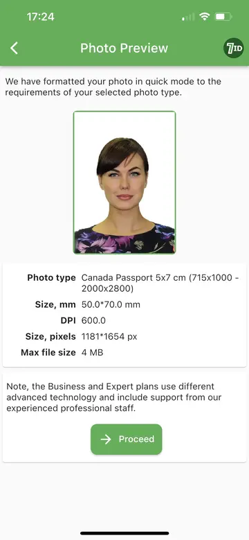 7ID: Canada Passport Photo Example