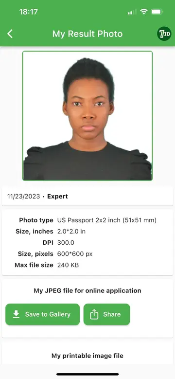 7ID: DIY Passport Photo Example