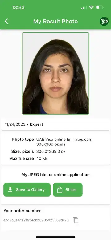 7ID: UAE Visa Photo Example
