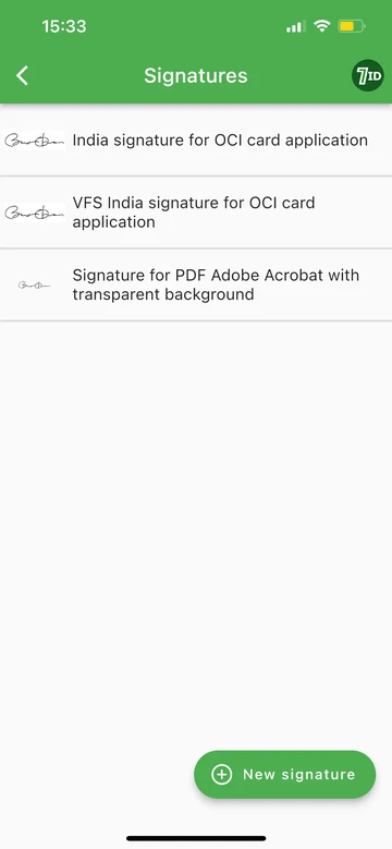 7ID App: Keep you e-signatures in one app