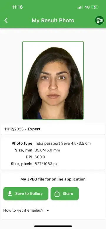 7ID: India Passport Photo Example