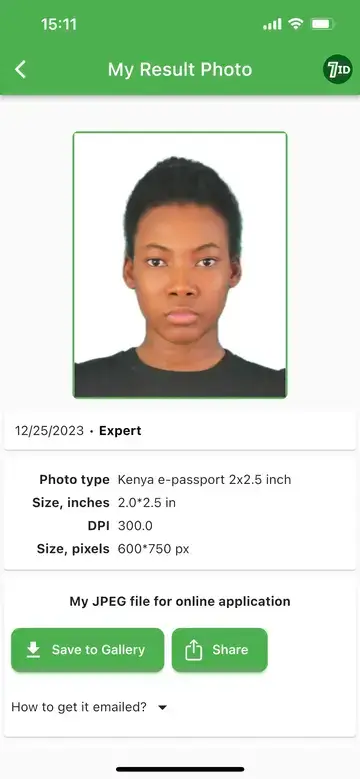 Kenyan passport photo example