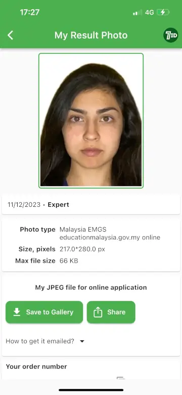 7ID App: Malaysian EMGS Photo Example