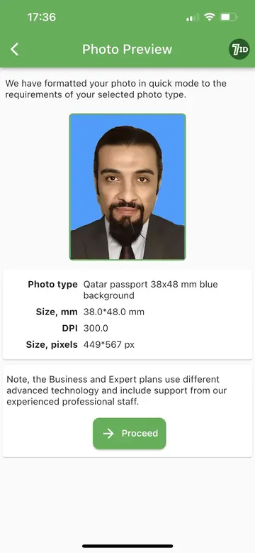 7ID: Passport Photo Blue Background Example