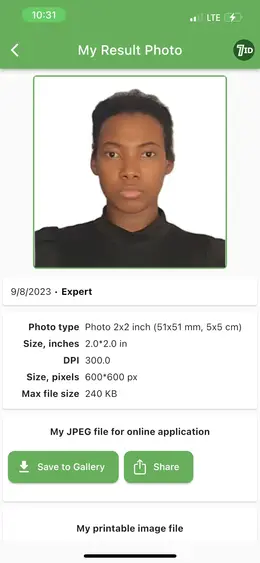Expert passport photo example