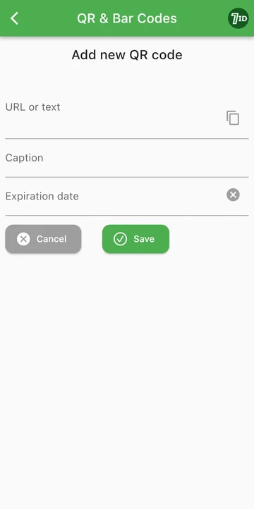 7ID 앱: URL에서 QR 코드 생성기