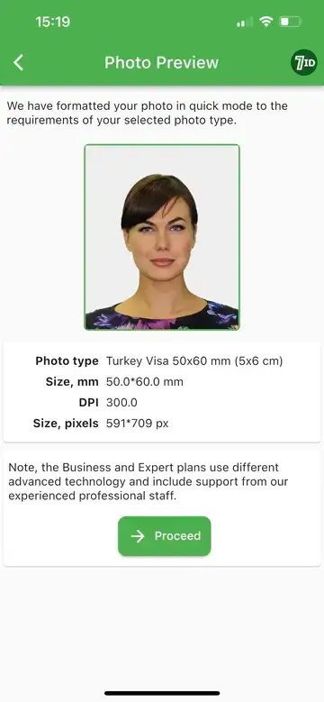 7ID: Turkish Visa Photo Example