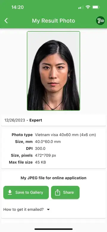 7ID: Vietnam Visa Photo Sample